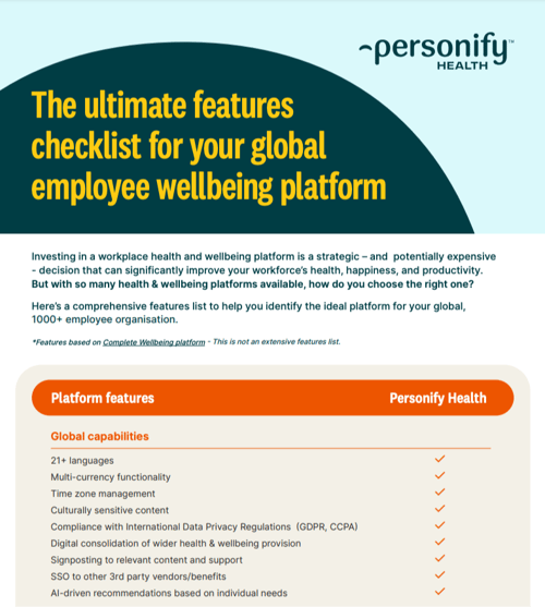 Global health & wellbeing platform features - front cover